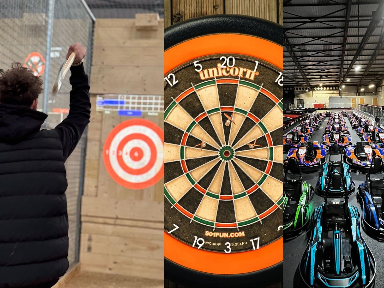 PMG Karting World, Axe Throwing, Interactive Darts & Laser Tag